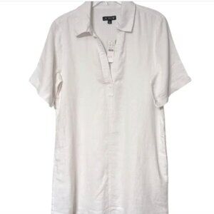 J.Crew 100% Linen White Bungalow Collared Dress - Size M